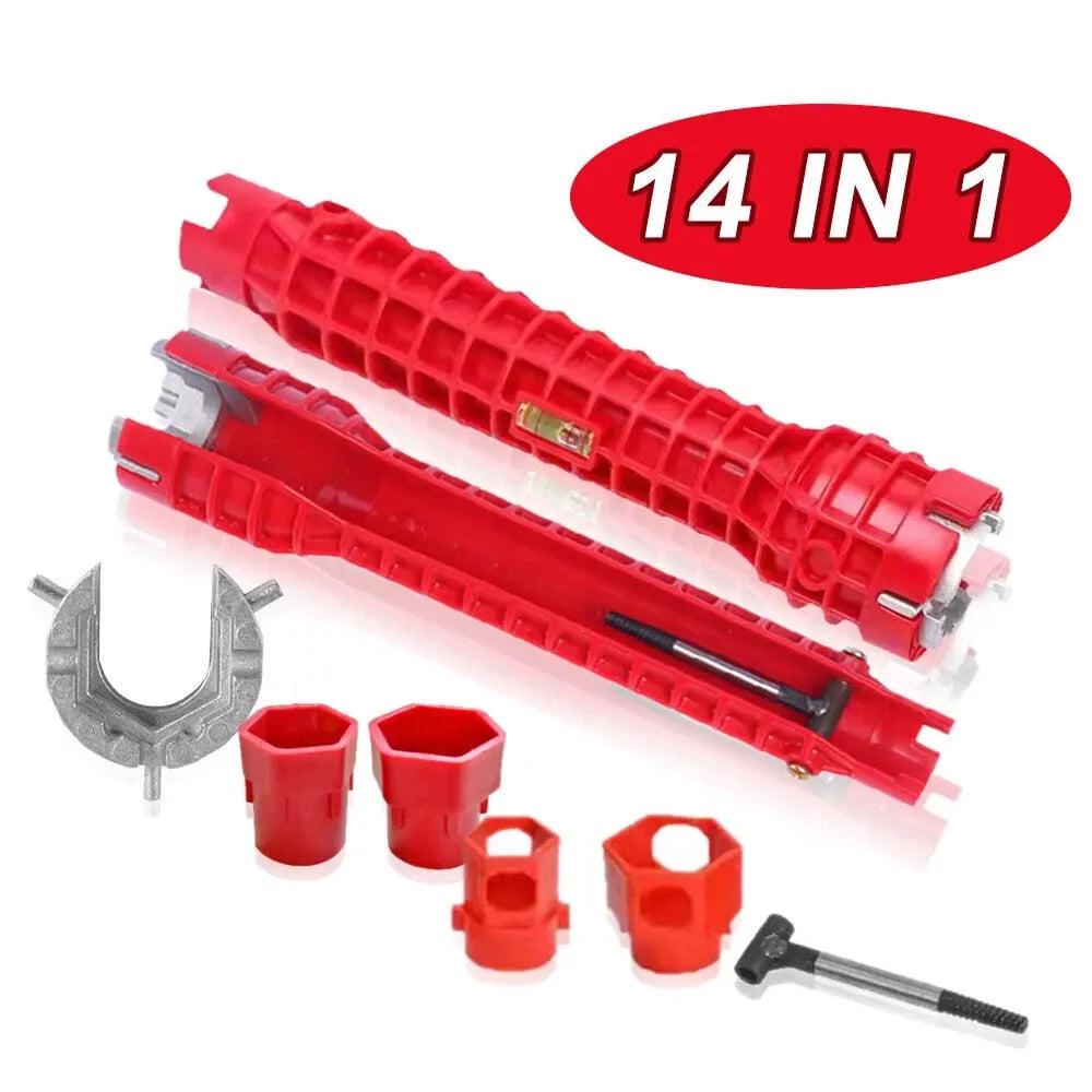 14 IN 1 FAUCET SINK BASIN INSTALLER PIPE WRENCH TAP SPANNER MULTIFUNCTION TOOLS