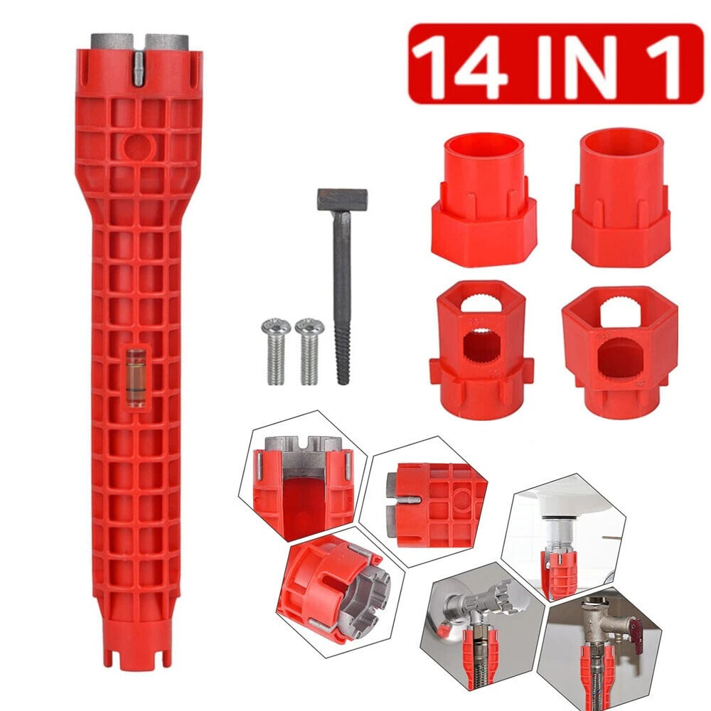 14 IN 1 FAUCET SINK BASIN INSTALLER PIPE WRENCH TAP SPANNER MULTIFUNCTION TOOLS